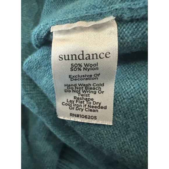Sundance Colors Of Peace Sweater Teal Rare Rainbow Graphic Soft Wool Blend PXS - Picture 14 of 16